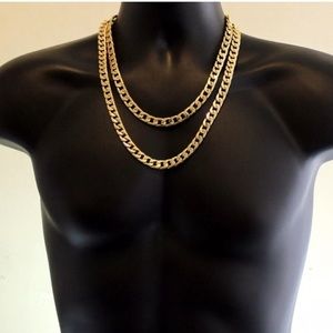 Two gold Cuban link chains. 20” and 24”